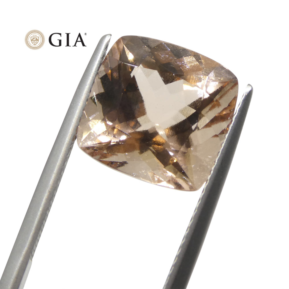 SkyJems 7.16ct Pink-Orange Morganite Cushion Cut Gemstone, Natural Beryl from Canadian Gem Experts