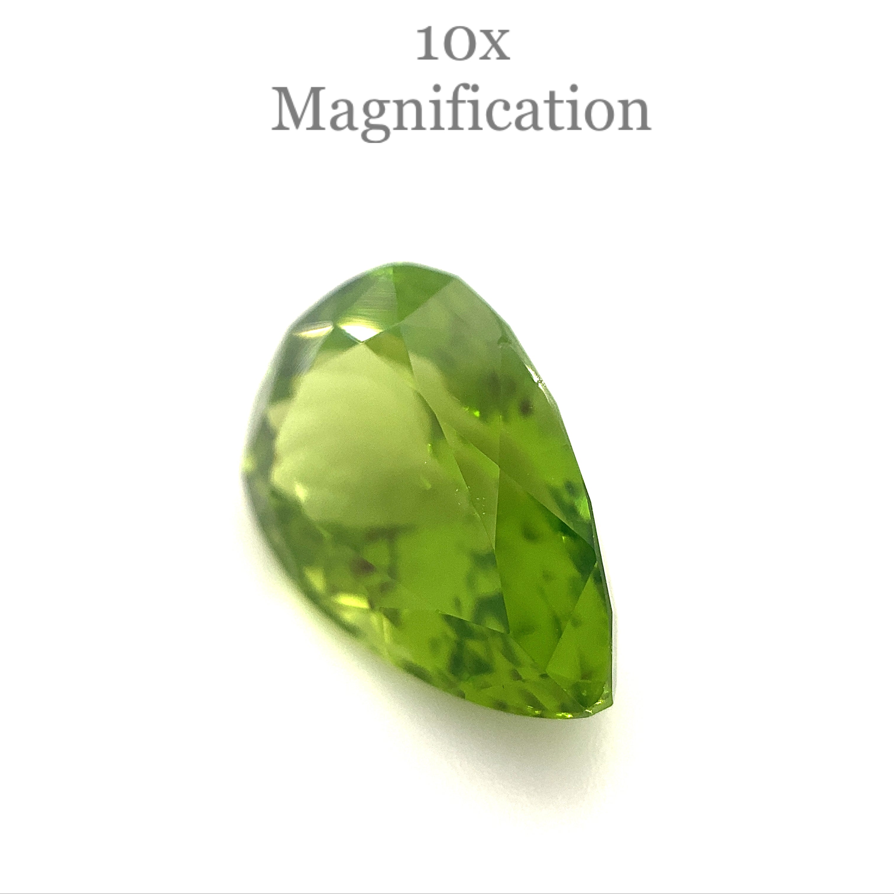 SkyJems 10.17ct Pear Peridot from Myanmar, GIA-certified yellowish green gemstone with exceptional clarity
