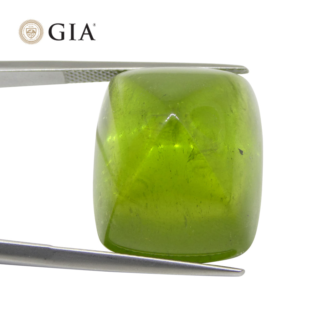 Peridot 47.7 cts 21.71 x 18.06 x 14.32 mm Cushion Sugarloaf Cabochon Yellowish Green $28800
