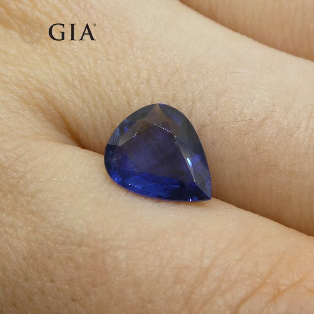 2.39ct Blue Pear Sapphire from Thailand, GIA Certified Natural Gemstone by SkyJems Canadian Gem Experts
