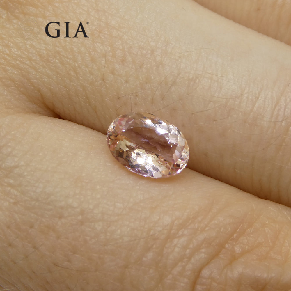 1.5ct Oval Brazilian Orange-Pink Imperial Topaz, GIA Certified Gemstone from SkyJems Rare Gem Collection