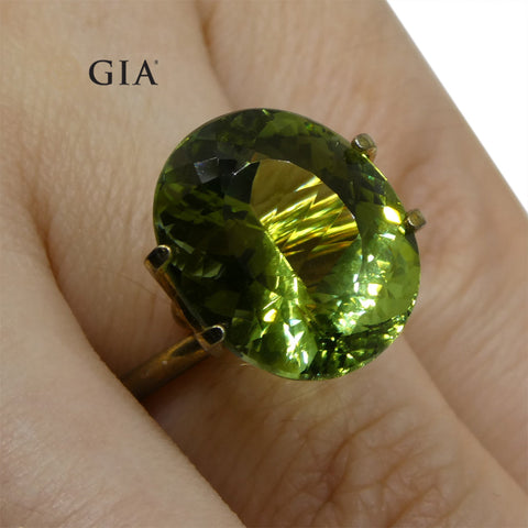 Master Cut 9.30ct Oval Mint Green Verdelite Tourmaline, GIA Certified