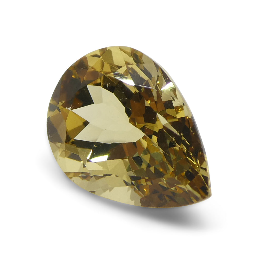 3.18ct Brazilian Golden Yellow Heliodor Pear Beryl Gemstone from SkyJems Canadian Fine Gems Collection