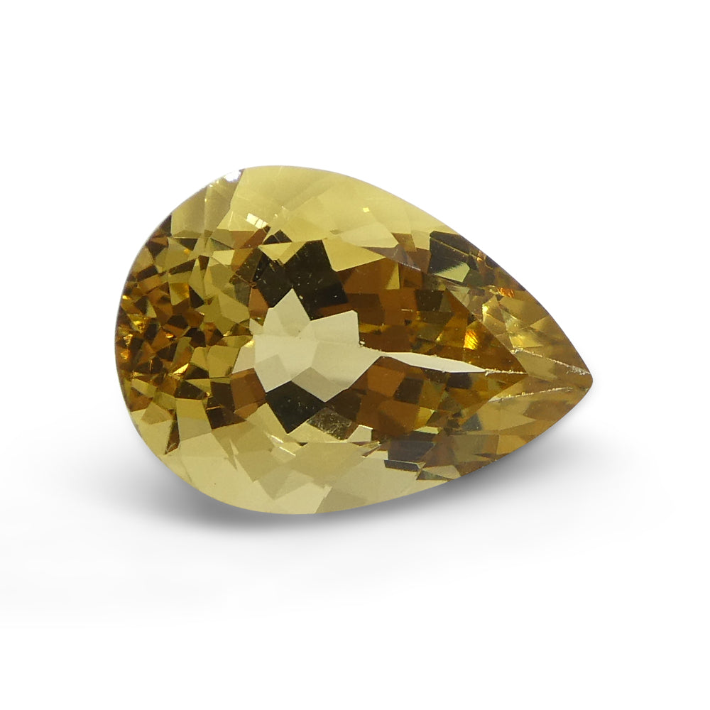 3.18ct Brazilian Golden Yellow Heliodor Pear Beryl Gemstone from SkyJems Canadian Fine Gems Collection