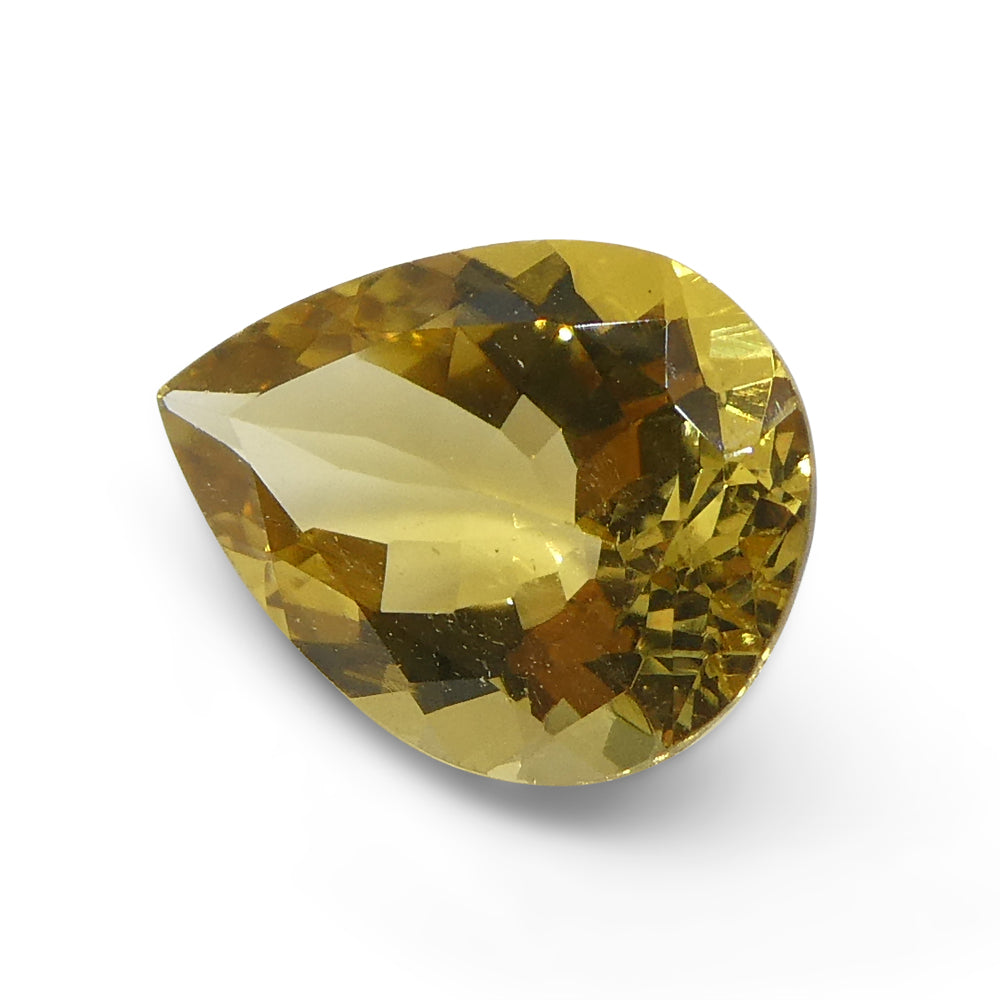 2.86ct Brazilian Golden Yellow Heliodor Pear Beryl Gemstone from SkyJems Canadian Gem Specialists