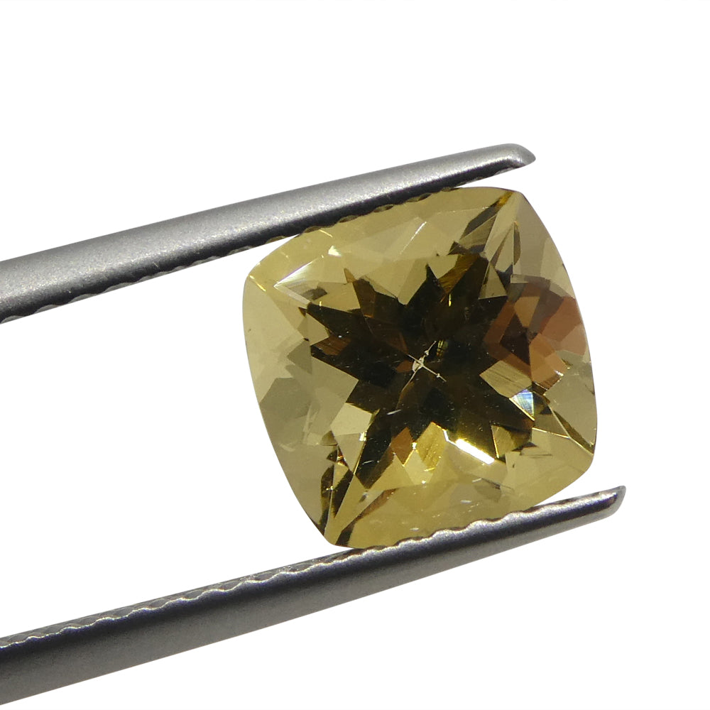 2.2ct Brazilian Golden Yellow Heliodor Beryl, Square Cushion Brilliant Cut Gemstone by SkyJems Canada