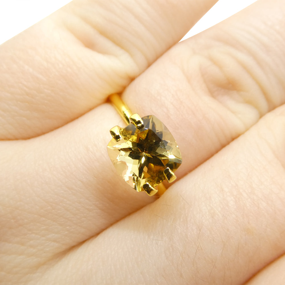 2.2ct Brazilian Golden Yellow Heliodor Beryl, Square Cushion Brilliant Cut Gemstone by SkyJems