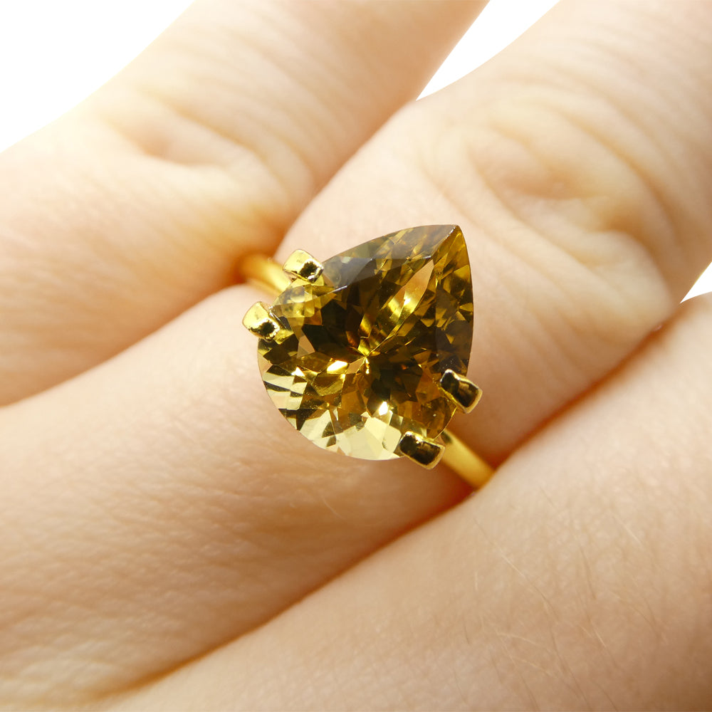 2.71ct Brazilian Golden Yellow Heliodor Pear Beryl Gemstone from SkyJems Rare Gem Collection