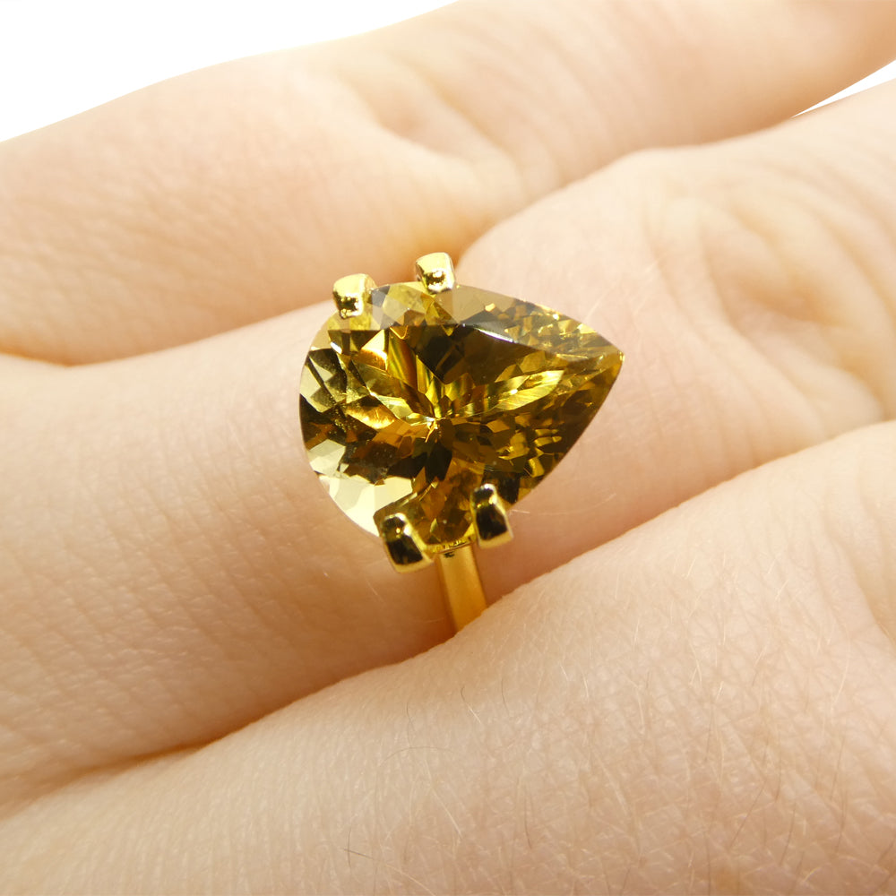 2.71ct Brazilian Pear Heliodor, golden yellow beryl gemstone from SkyJems' premium single-stone collection