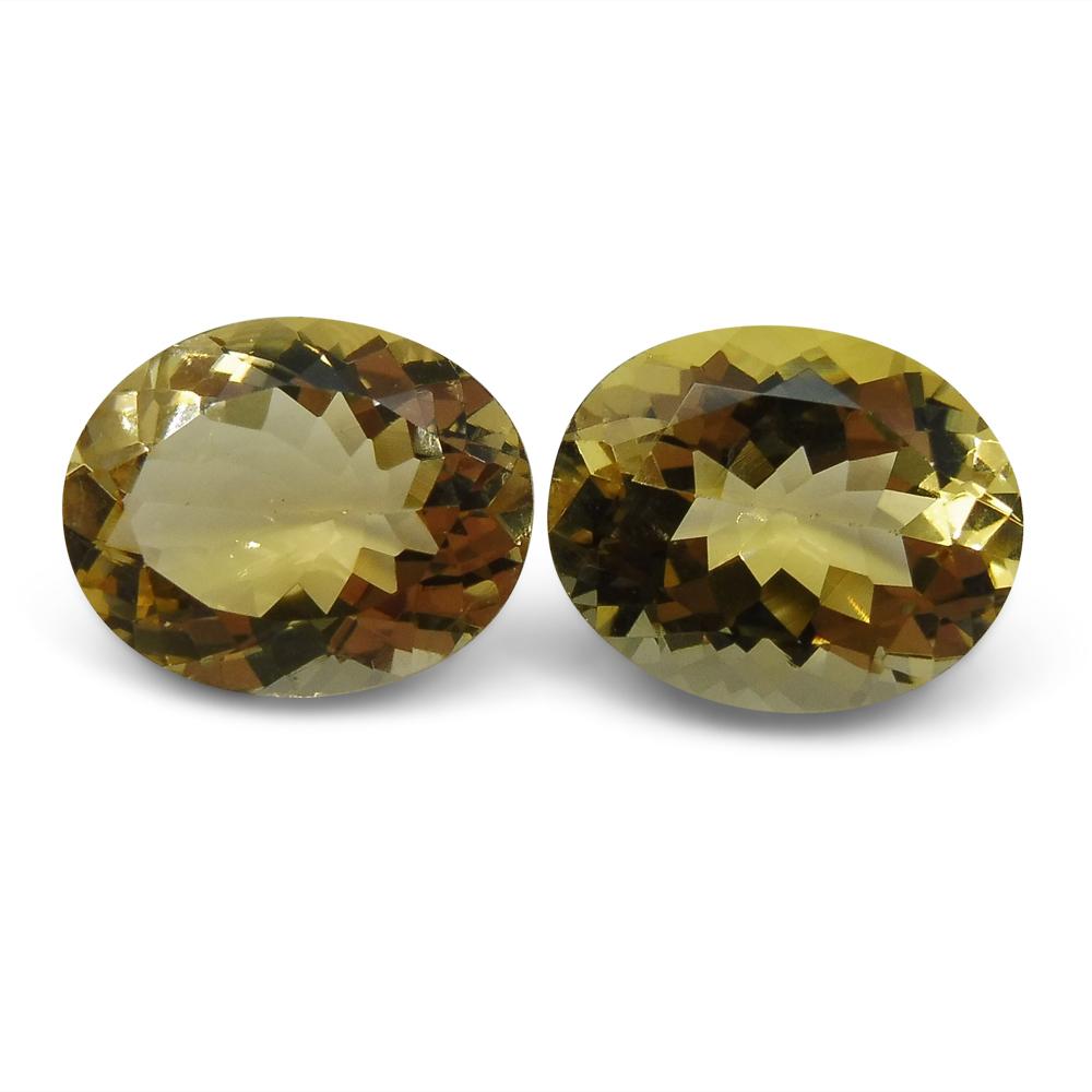 6.16 ct Pair Oval Heliodor/Golden Beryl CGL-GRS Certified - Skyjems Wholesale Gemstones
