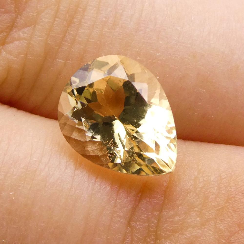 2.27 ct Brazilian Golden Yellow Heliodor Pear Beryl from SkyJems, premium single loose gemstone with Modified Brilliant cut