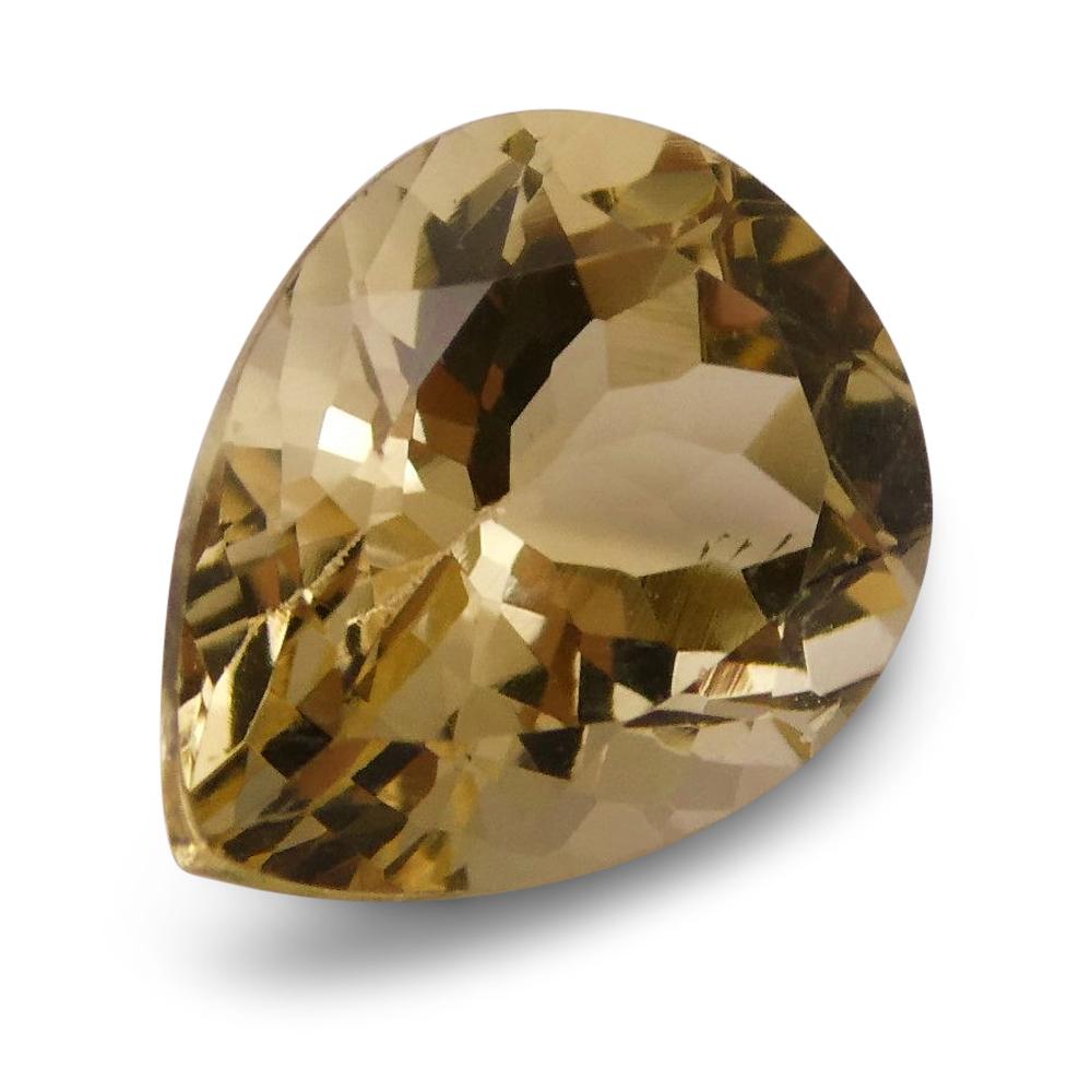 SkyJems 2.27 ct Brazilian Golden Yellow Heliodor Beryl, Pear-Cut Gemstone from Trusted Canadian Gem Experts