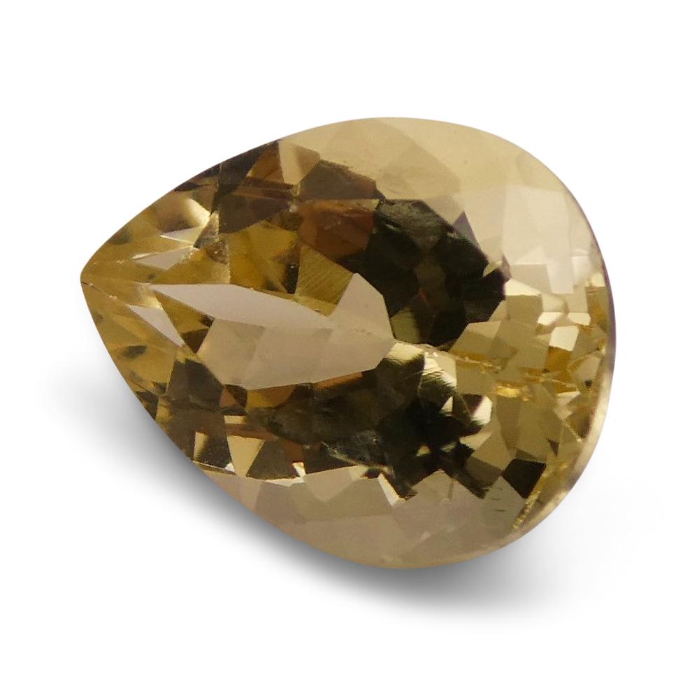 SkyJems 2.27 ct Brazilian Golden Yellow Heliodor Beryl, Pear-Cut Gemstone from Trusted Canadian Gem Experts