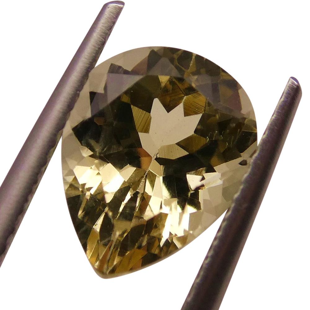 SkyJems Brazilian 2.27 ct Golden Yellow Heliodor Beryl, Pear-Cut Gemstone from Renowned Canadian Gem Specialists