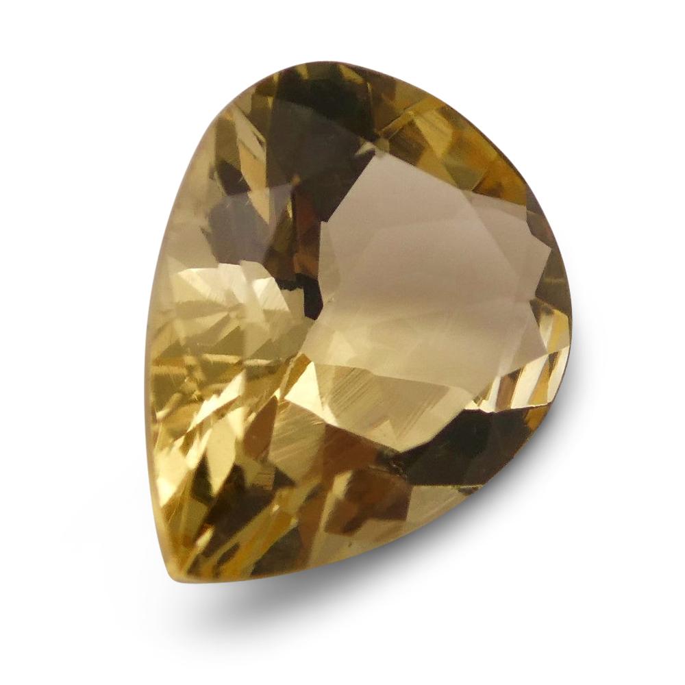 SkyJems Brazilian 1.75 ct Pear Heliodor, golden yellow beryl gemstone from Brazil, Modified Brilliant cut