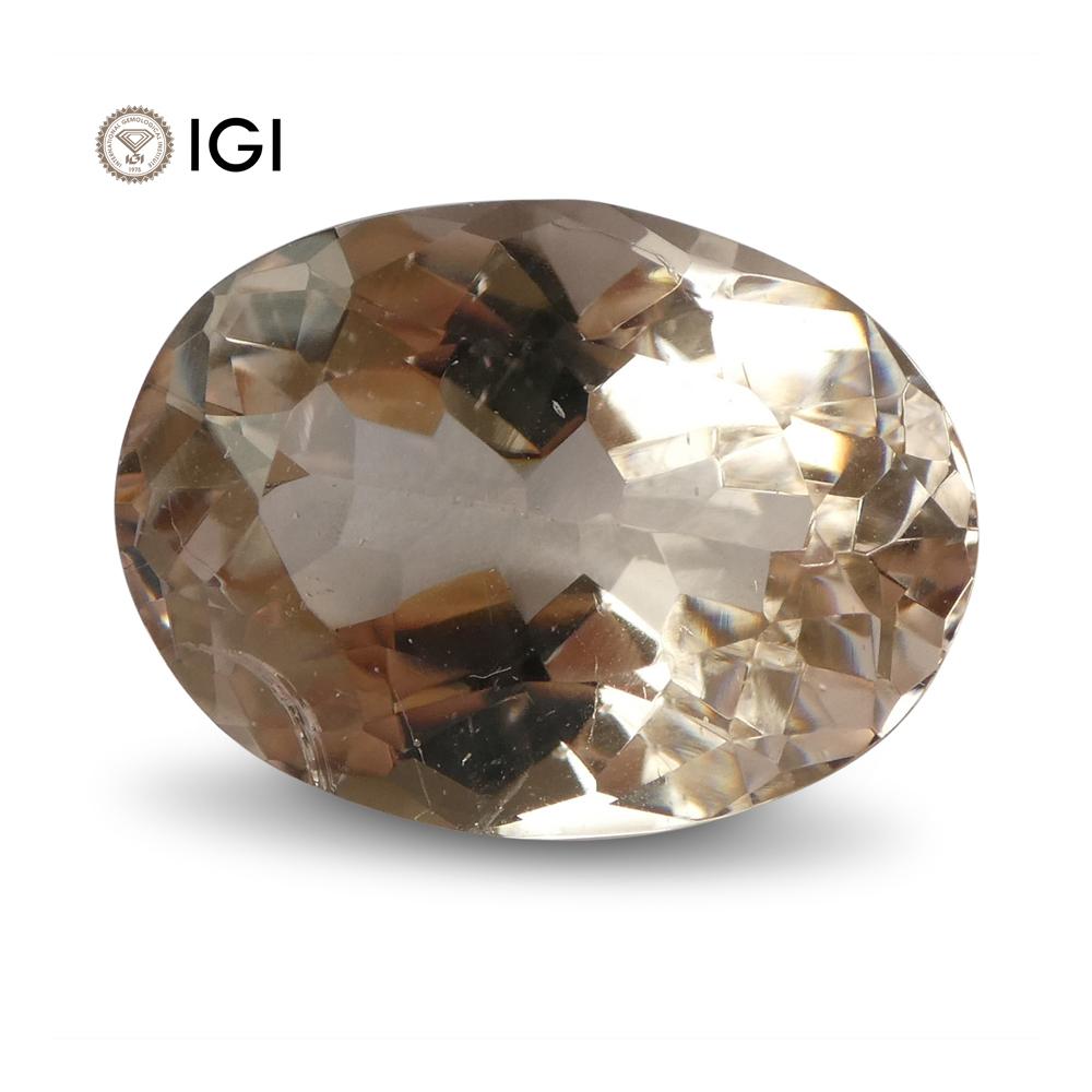 14.41 ct Orangy Pink Morganite Oval Gemstone, IGI Certified Canadian Fine Jewelry by SkyJems