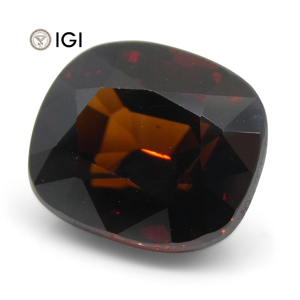 3.52 ct Cushion Red Natural Zircon gemstone, IGI certified, premium Canadian SkyJems rare red gem collection