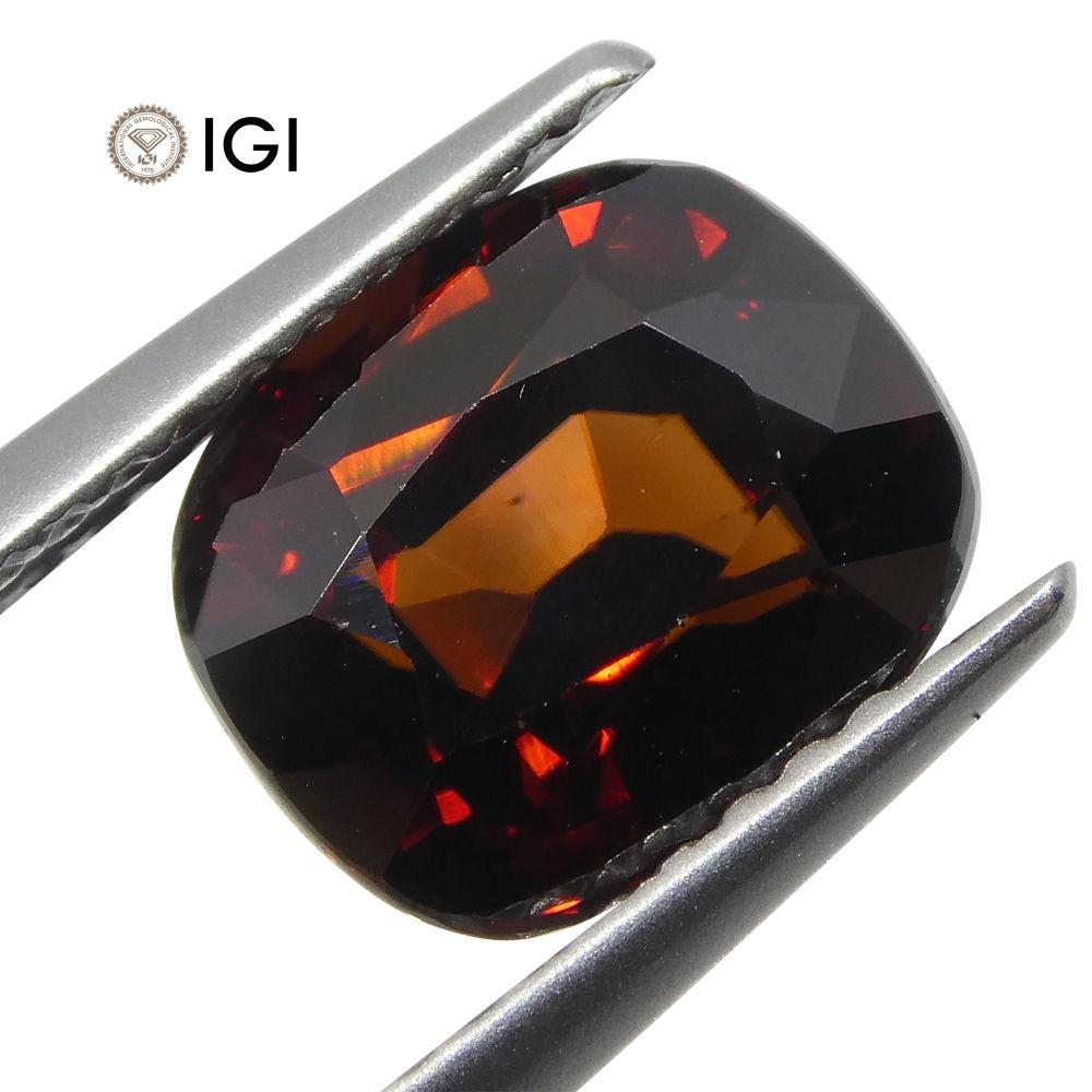 SkyJems 3.52 ct Cushion Red Natural Zircon, IGI certified premium gemstone from Canadian gem experts