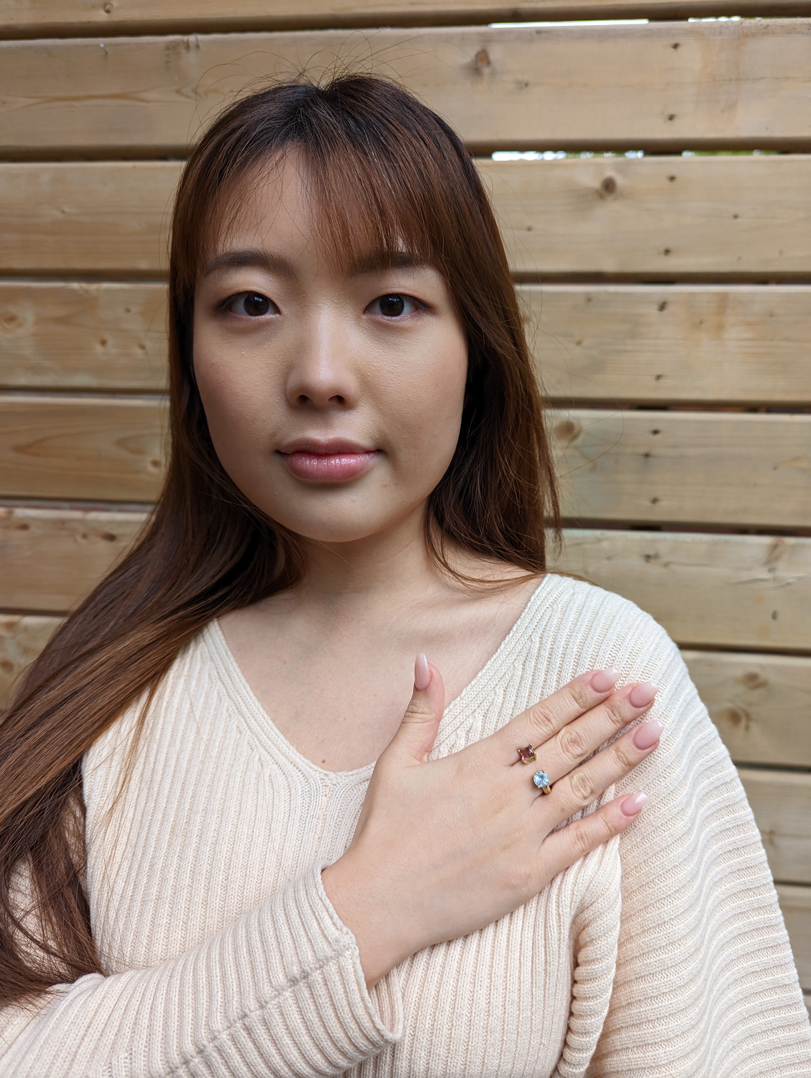 Jessgo X Skyjems, An Ode to Toronto, the TO et Moi Ring. Aquamarine and Tourmaline in 14k Yellow Gold - Skyjems Wholesale Gemstones