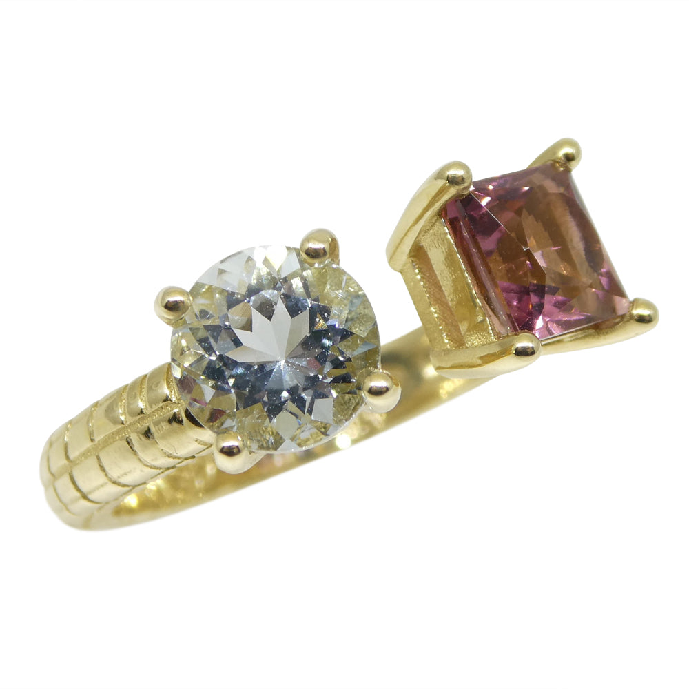 Jessgo X Skyjems, An Ode to Toronto, the TO et Moi Ring. Aquamarine and Tourmaline in 14kt Yellow Gold - Skyjems Wholesale Gemstones