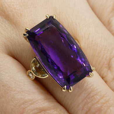 20.5ct Amethyst, Yellow Sapphire and Diamond Cocktail Ring set in 14kt Yellow Gold - Skyjems Wholesale Gemstones