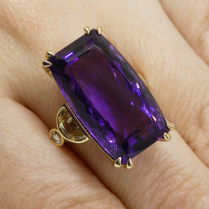 20.5ct Amethyst, Yellow Sapphire and Diamond Cocktail Ring set in 14kt Yellow Gold - Skyjems Wholesale Gemstones