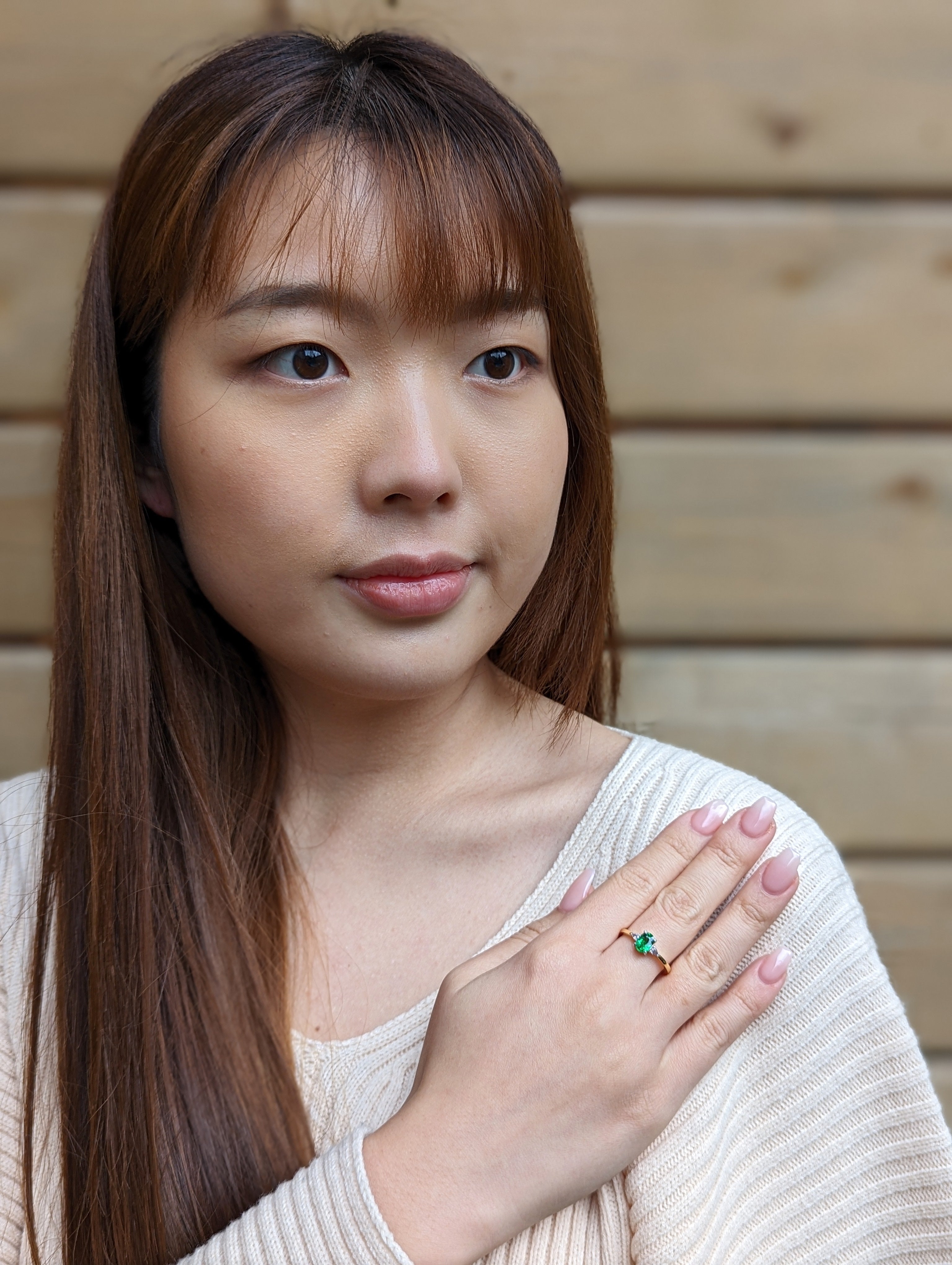 1.10ct Tsavorite Garnet & Pink Diamond Ring set in 18k Yellow and White Gold - Skyjems Wholesale Gemstones