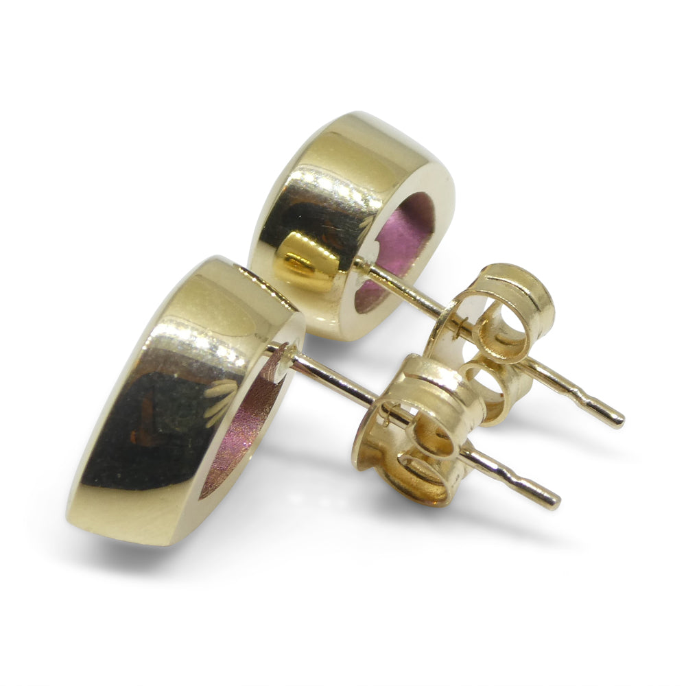 4.66ct Pear Rhodolite Garnet Stud Earrings set in 14k Yellow Gold - Skyjems Wholesale Gemstones