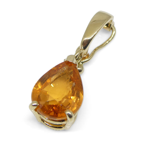 2.13ct Fanta Orange Spessartite Garnet Pendant Charm in 14K Yellow Gold with Enhancer Bail