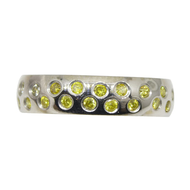 0.68ct Yellow Diamond Starry Sky Band Ring set in 14k White Gold - Skyjems Wholesale Gemstones
