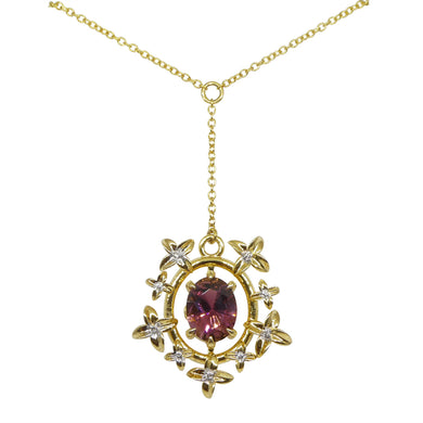 2.91ct Pink Tourmaline, Diamond Pendant set in 14k Yellow Gold, designed by Bella Jang - Skyjems Wholesale Gemstones