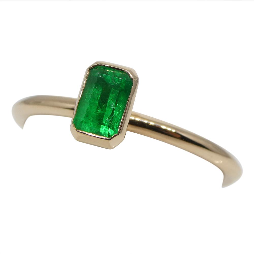 SkyJems Colombian Emerald Stacker Ring in 14k Rose Gold - Dainty Green Gemstone Solitaire Ring