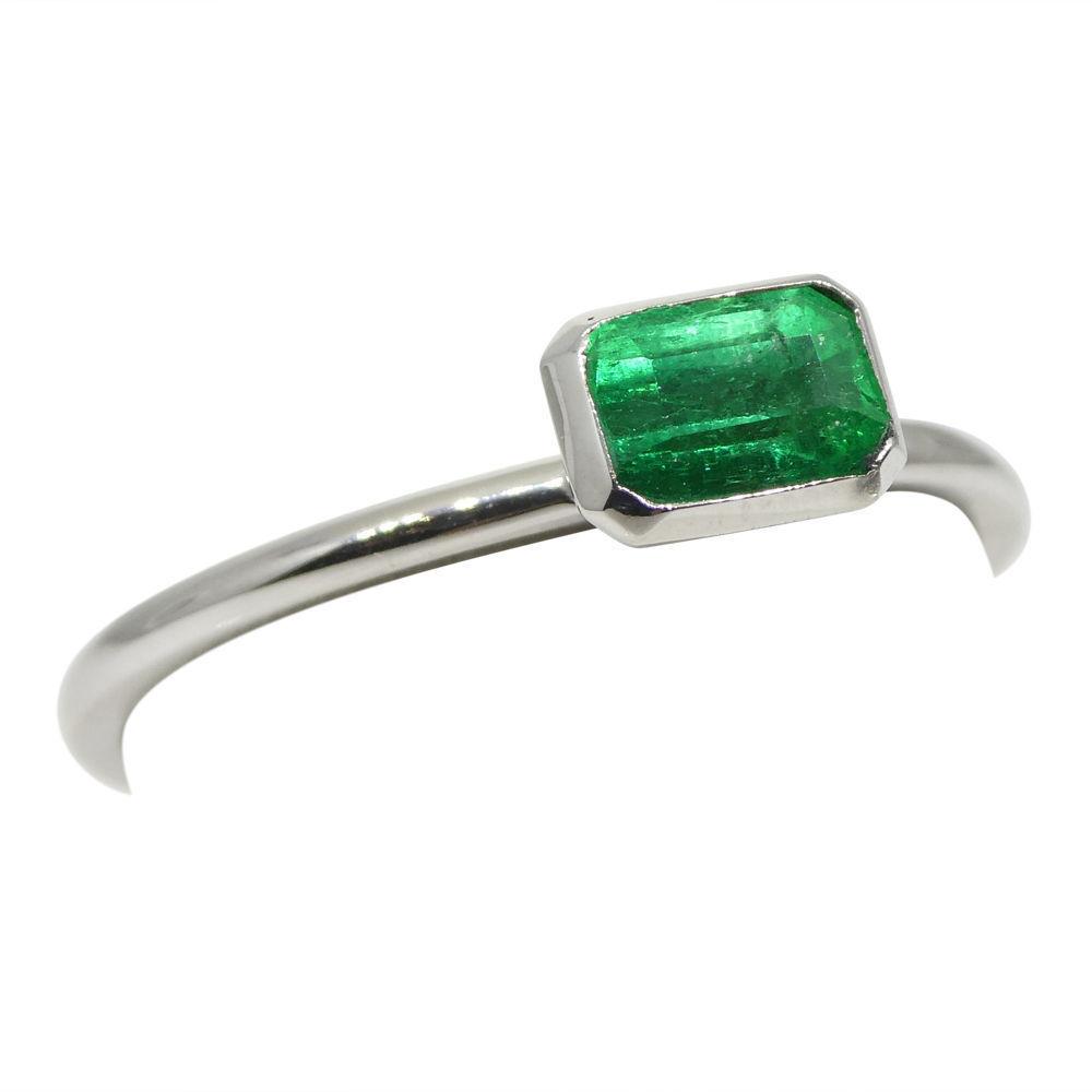 0.39ct Colombian Emerald Octagon-Cut Stacker Ring in 10kt White Gold by SkyJems Canadian Jewellers