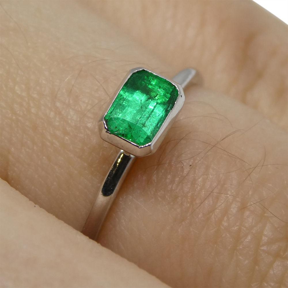 0.39ct Colombian Green Emerald Octagon Stacker Ring in 10kt White Gold by SkyJems Canadian Jewellers