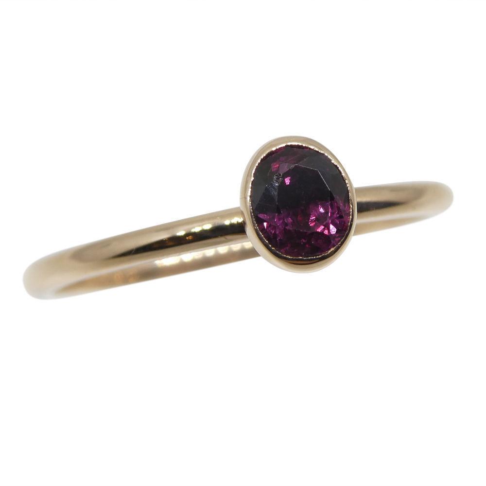 SkyJems Ruby Stacker Ring in 10kt Pink Gold - Dainty Oval Myanmar Ruby Gemstone Ring, Made in Canada