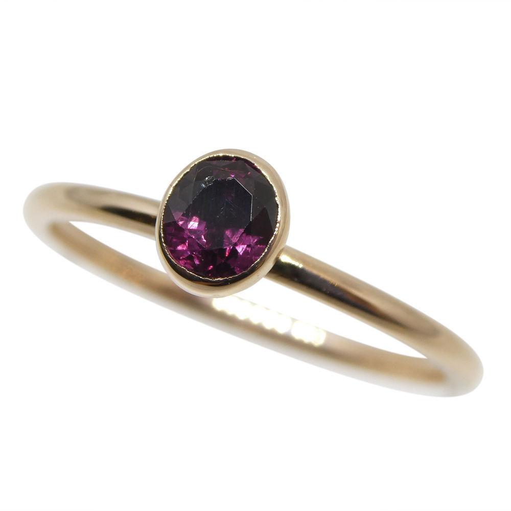 SkyJems Ruby Stacker Ring in 10kt Pink Gold - Dainty Oval Myanmar Ruby Gemstone Ring, Made in Canada
