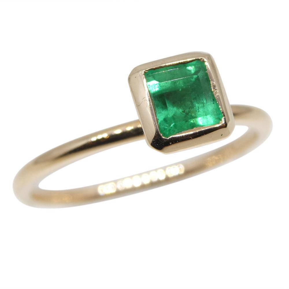 SkyJems Colombian Emerald Stacker Ring in 10kt Pink Gold - Dainty Green Gemstone Jewelry, Made in Canada