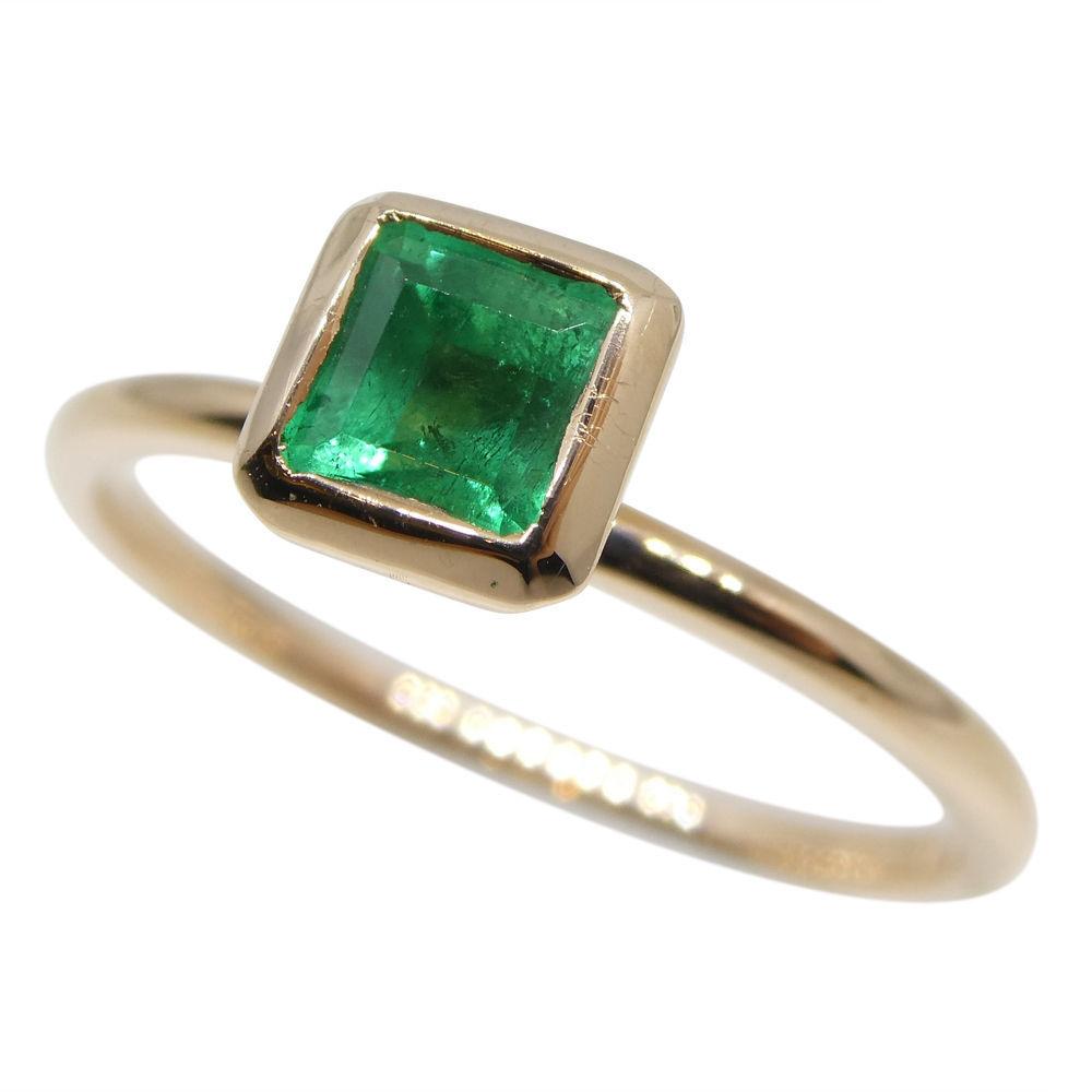 SkyJems Colombian Emerald Stacker Ring in 10kt Pink Gold - Dainty Green Gemstone Stacking Ring, Made in Canada
