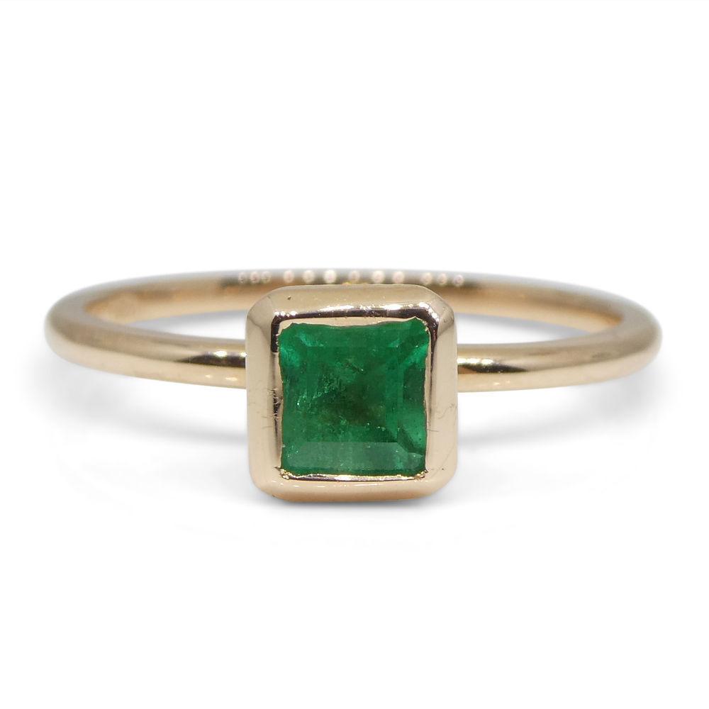 SkyJems Colombian Emerald Stacker Ring in 10kt Pink Gold - Dainty Green Gemstone Stacking Ring, Made in Canada