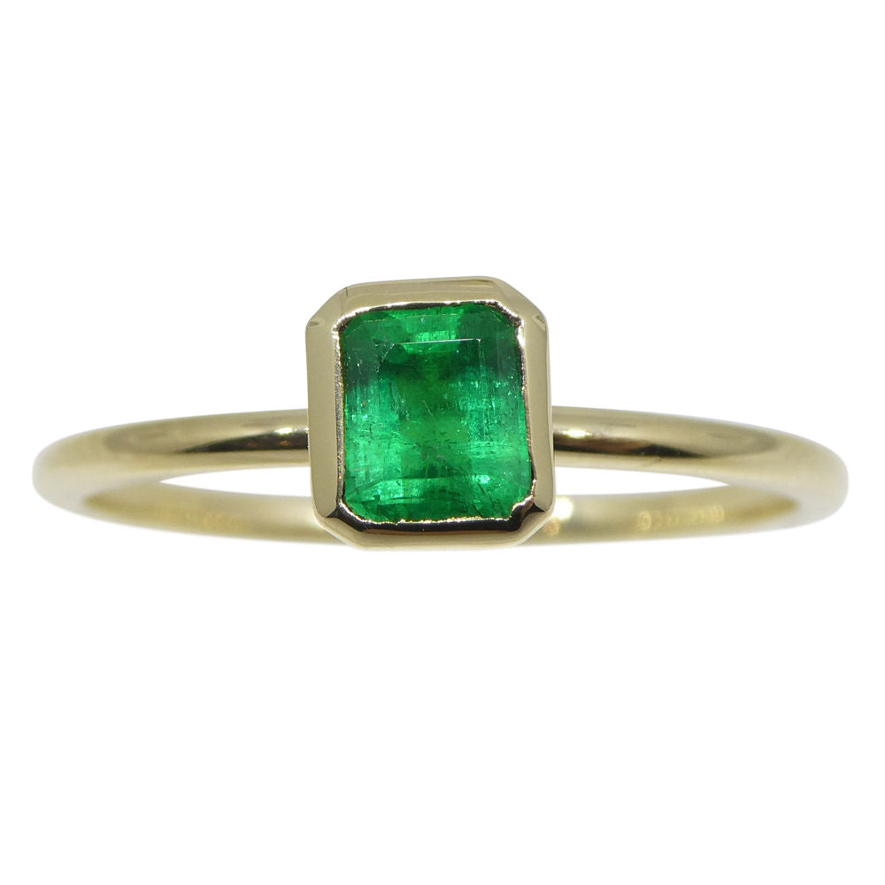 Dainty 10kt Yellow Gold Stacker Ring with Natural Green Colombian Emerald by SkyJems