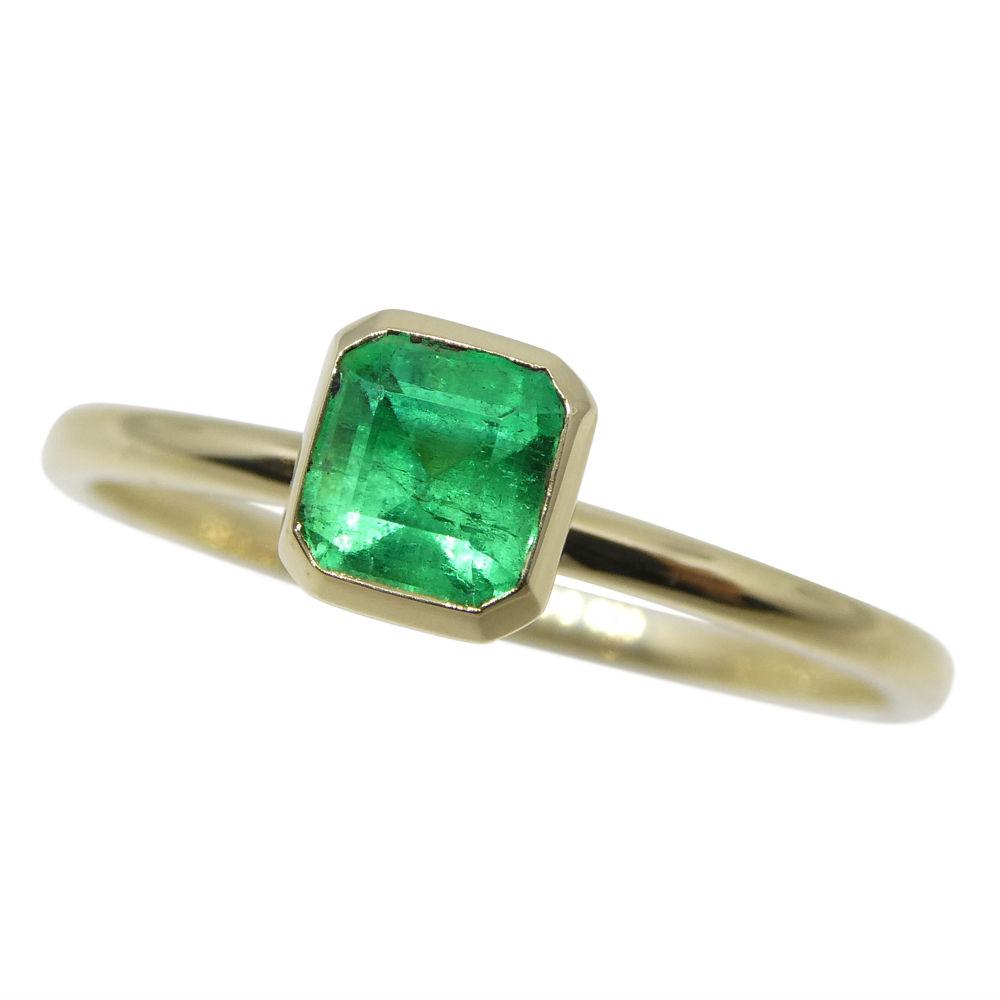 Dainty 10kt Yellow Gold Stacker Ring with Natural Green Colombian Emerald by SkyJems
