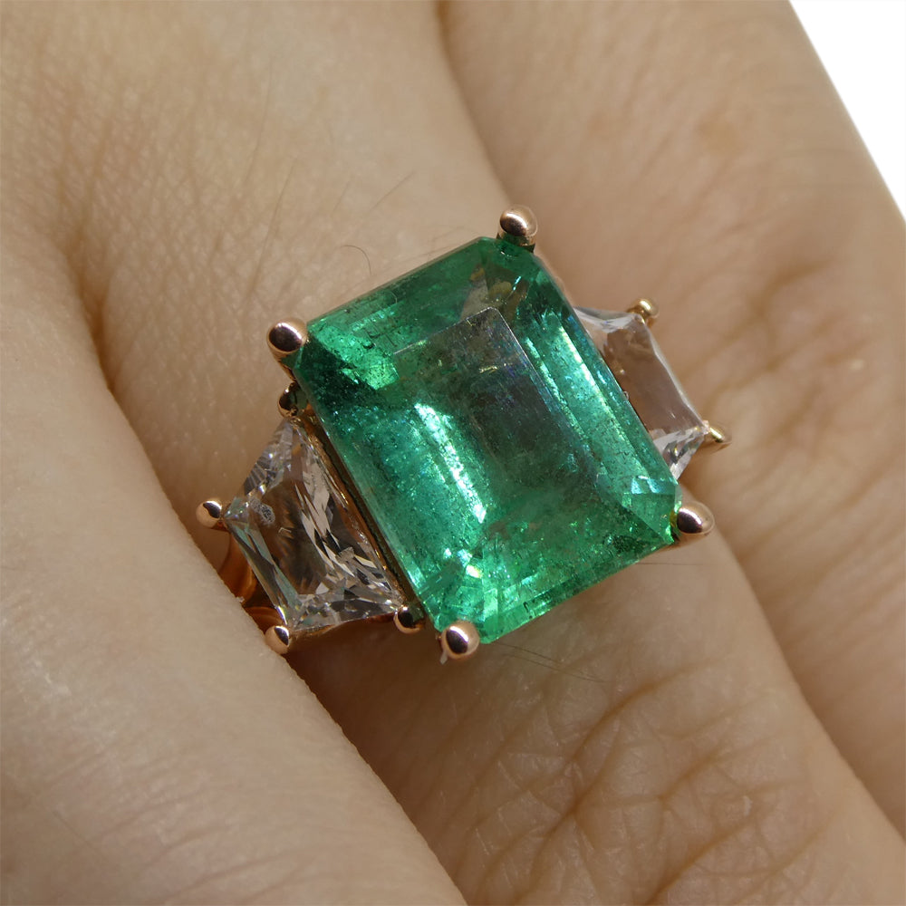 Emerald and white sapphire on sale ring