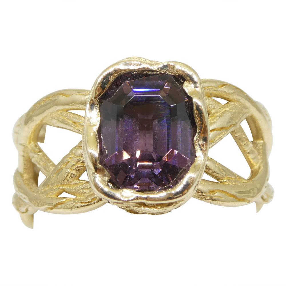 2.66ct Purple Spinel Vine Ring set in 14kt Yellow Gold - Skyjems Wholesale Gemstones