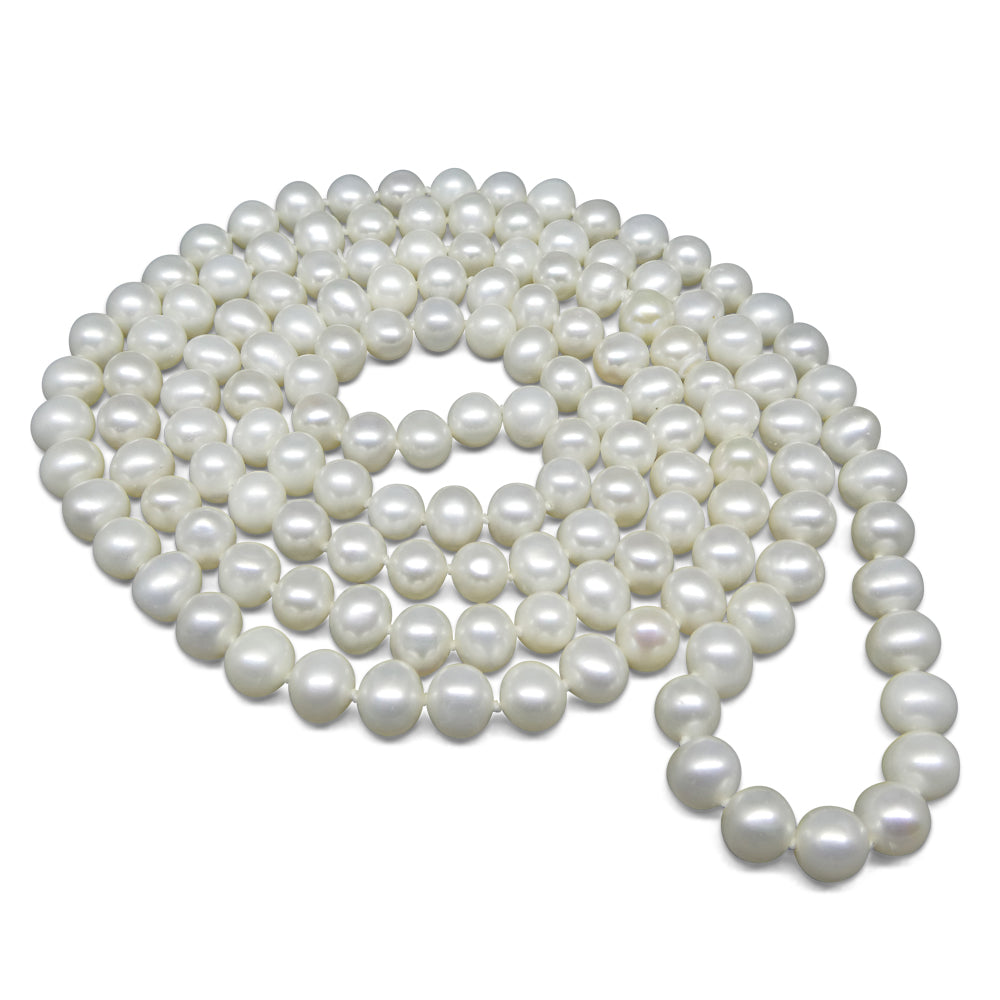 5-6mm White Freshwater Pearl Necklace Opera Length | Skyjems.ca