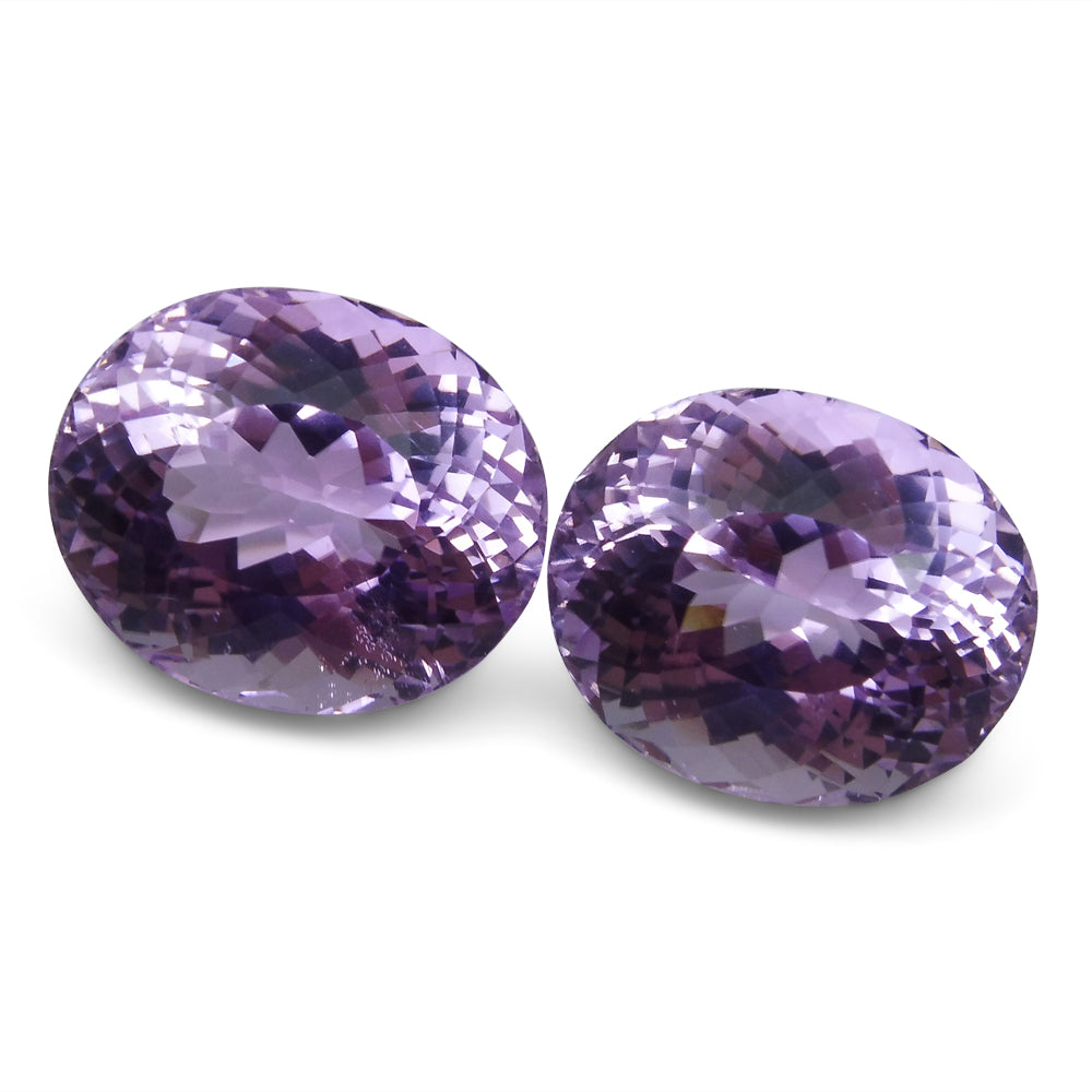SkyJems 35.07 ct Oval Kunzite Pair from Afghanistan, Slightly Purplish Pink Spodumene Gemstone