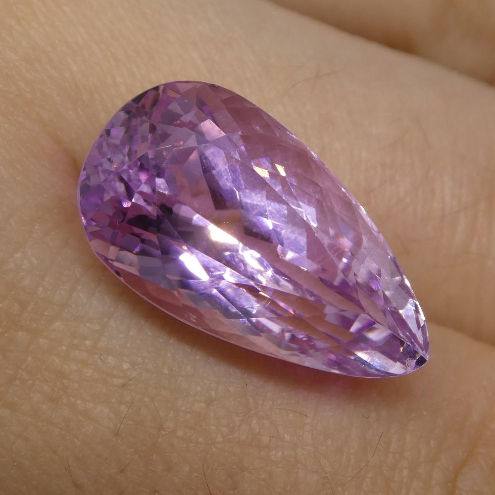 15.66 ct Pear Kunzite from Afghanistan, purplish-pink Spodumene gemstone by SkyJems, premium mixed-cut single stone