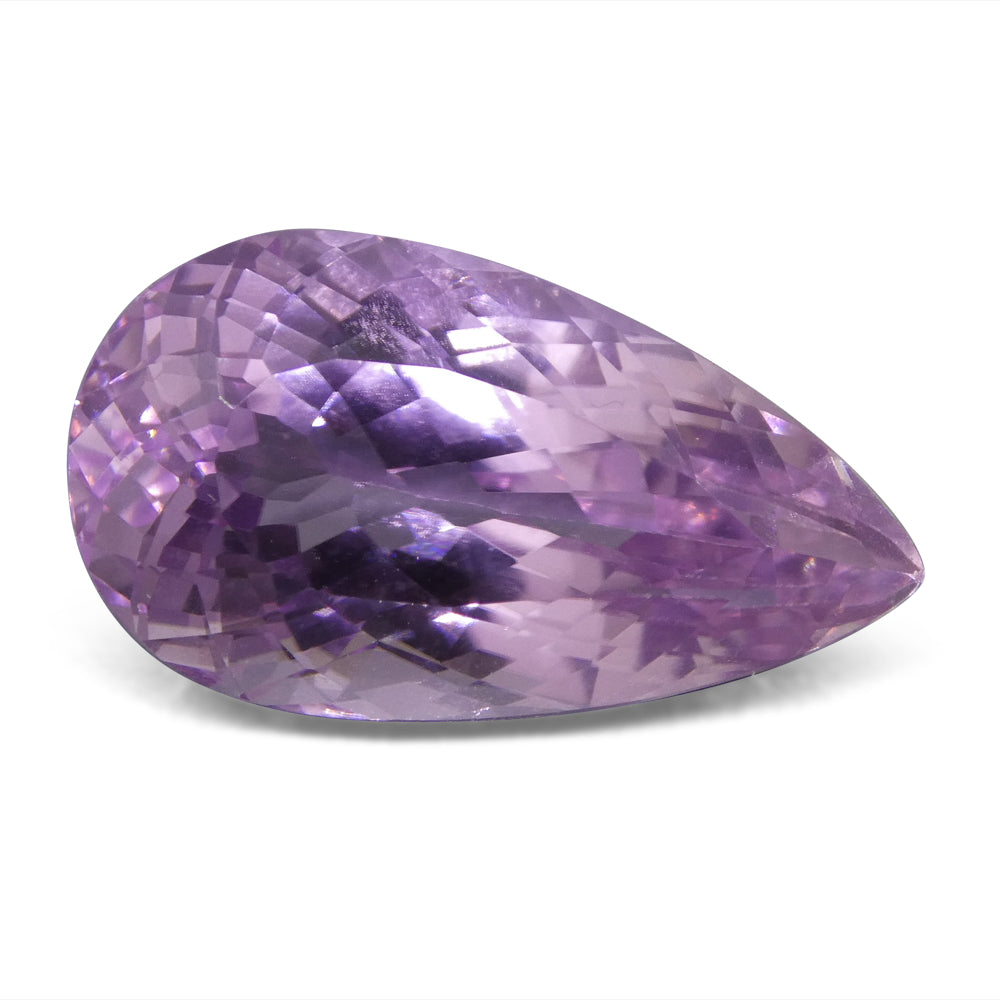 20.79 ct Purplish Pink Kunzite from Afghanistan, pear-cut gemstone by SkyJems, premium mixed-cut single stone