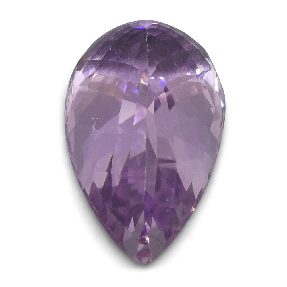 20.79 ct Purplish Pink Kunzite from Afghanistan, pear-cut gemstone by SkyJems, premium mixed-cut rare spodumene
