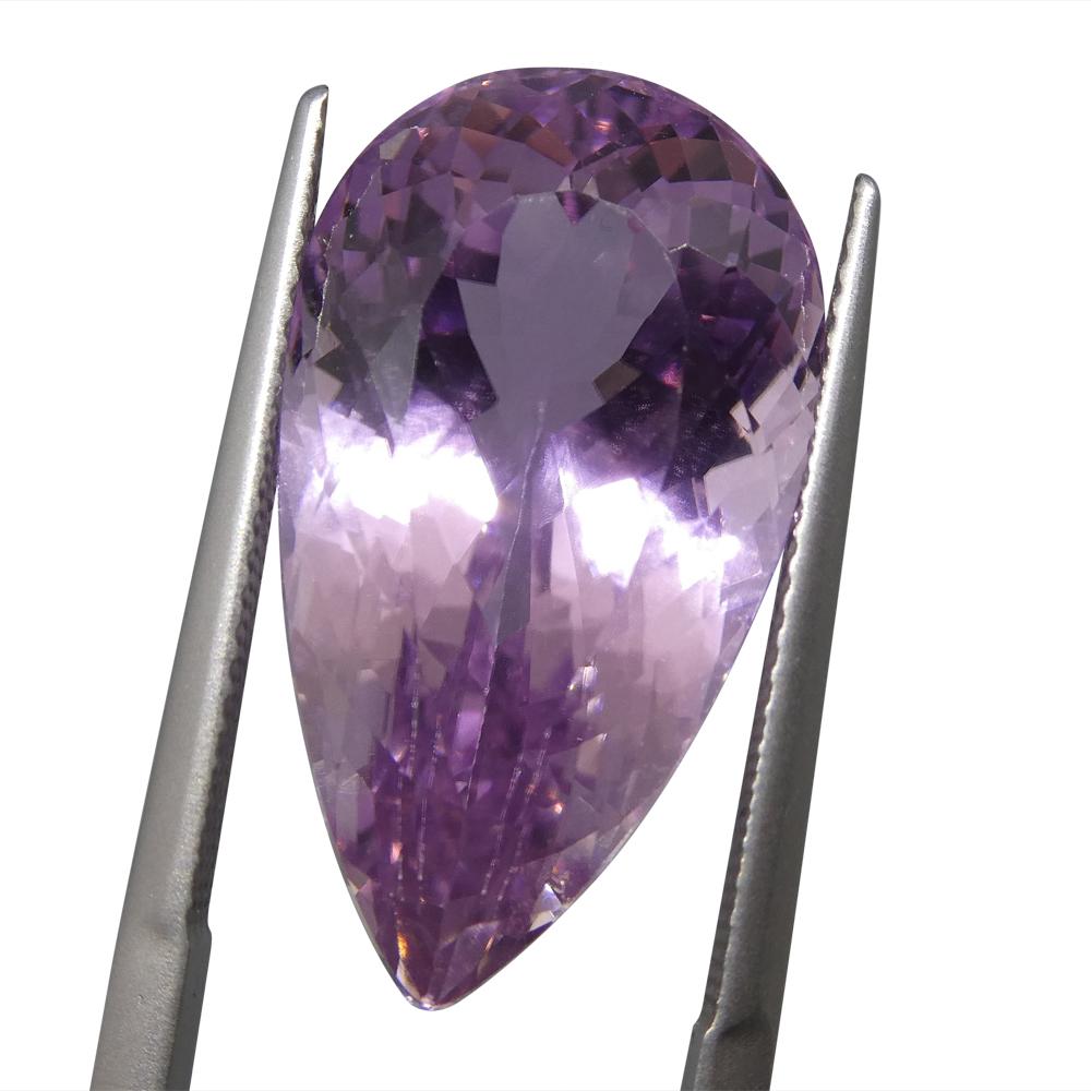 20.79 ct Purplish Pink Kunzite from Afghanistan, pear-cut gemstone by SkyJems, premium mixed-cut single stone