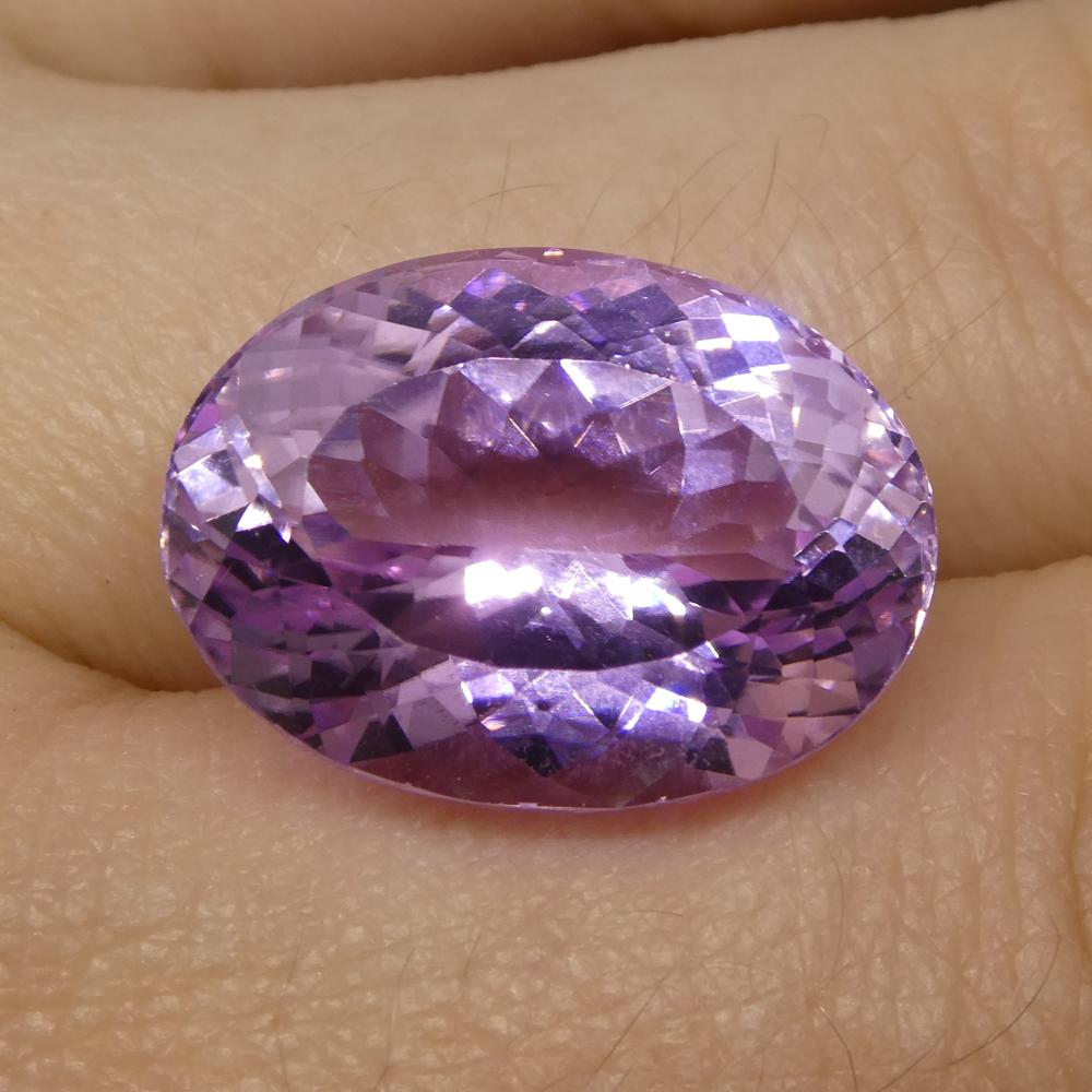 15.95 ct Purplish Pink Oval Kunzite from Afghanistan, Mixed Cut Single Stone by SkyJems Canadian Gemstone Experts